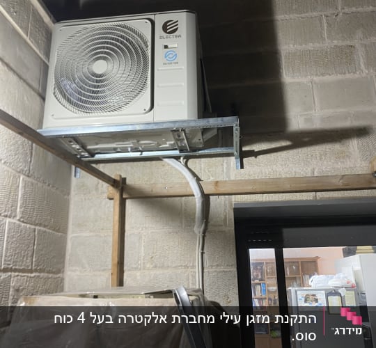 יחידת מיזוג אוויר מותקנת על קיר חיצוני